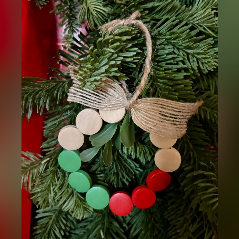 Festive Red, Green, and Cream Holiday Ornament
